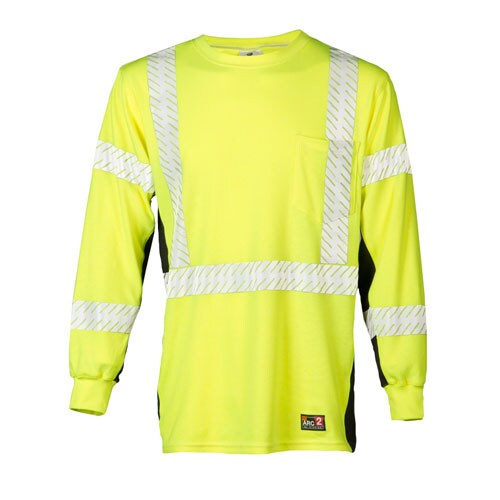 ML Kishigo Black Series FR Hi-Vis Long Sleeve Shirt in Hi-Vis Lime